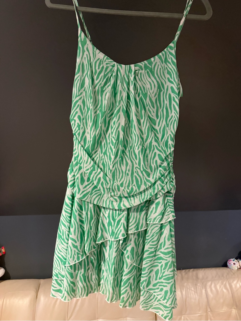 Diane Von Furstenberg Green and White Zebra-Print Top